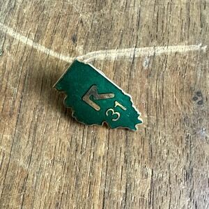 Vintage Green‎ Enamel State of Illinois Pin with R 31 Union Made Gold Tone
